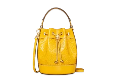 Tory Burch T Monogram Jacquard Mini Bucket Bag "Goldfinch"