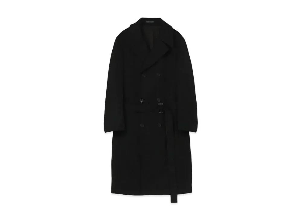 Yohji Yamamoto Pour Homme REGULATION ARMY GABARDINE 8BUTTON DOUBLE BREASTED COAT "Black"