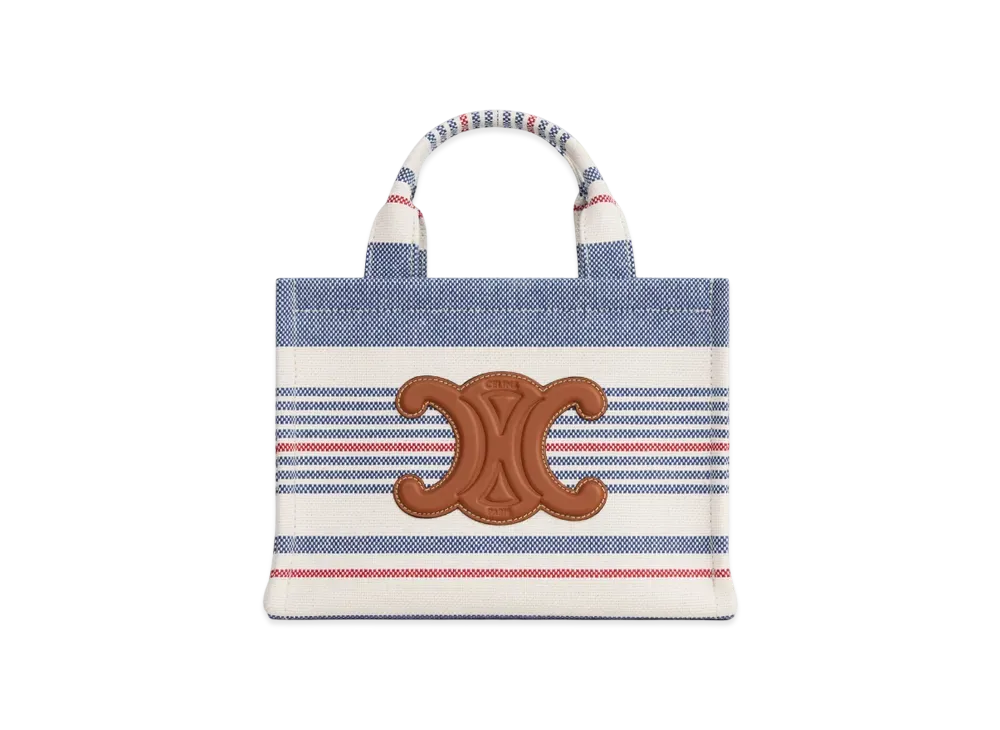 CELINE Small Cabas Thais in Striped Textile and Calfskin "Multicolor"