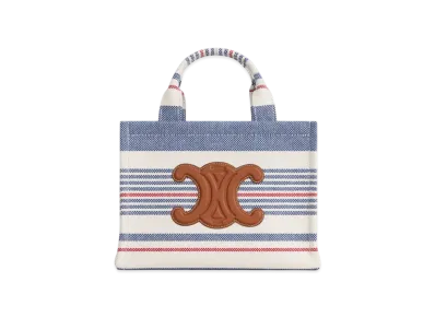 CELINE Small Cabas Thais in Striped Textile and Calfskin "Multicolor"