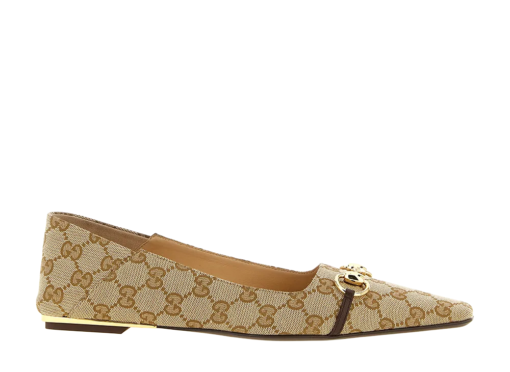 GUCCI Women's Vittoria Ballet Flats "Beige"