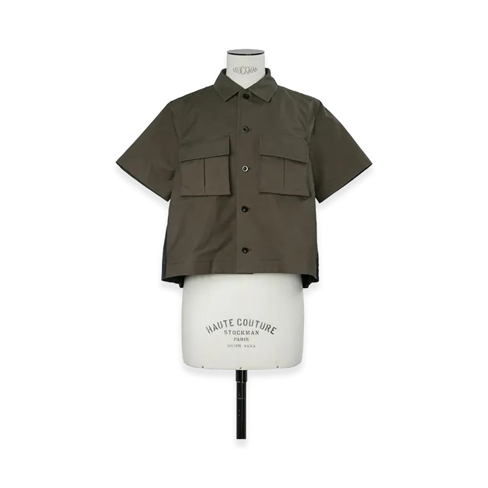 sacai Women's Cotton Weather Shirt "Khaki/Navy"