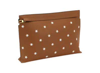 LOEWE Clutch Bag T Pouch Intarsio Stars Pouch "Tan/White"