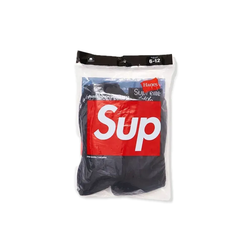 Supreme x Hanes Crew Socks (4 Pack) "Black"