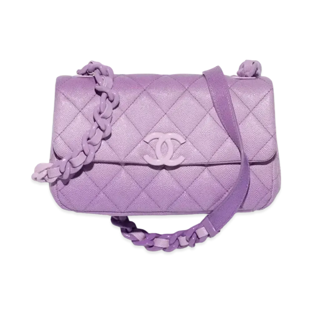 CHANEL Mini Flap Bag Shaded Grained Calfskin & Lacquered Metal "Purple"