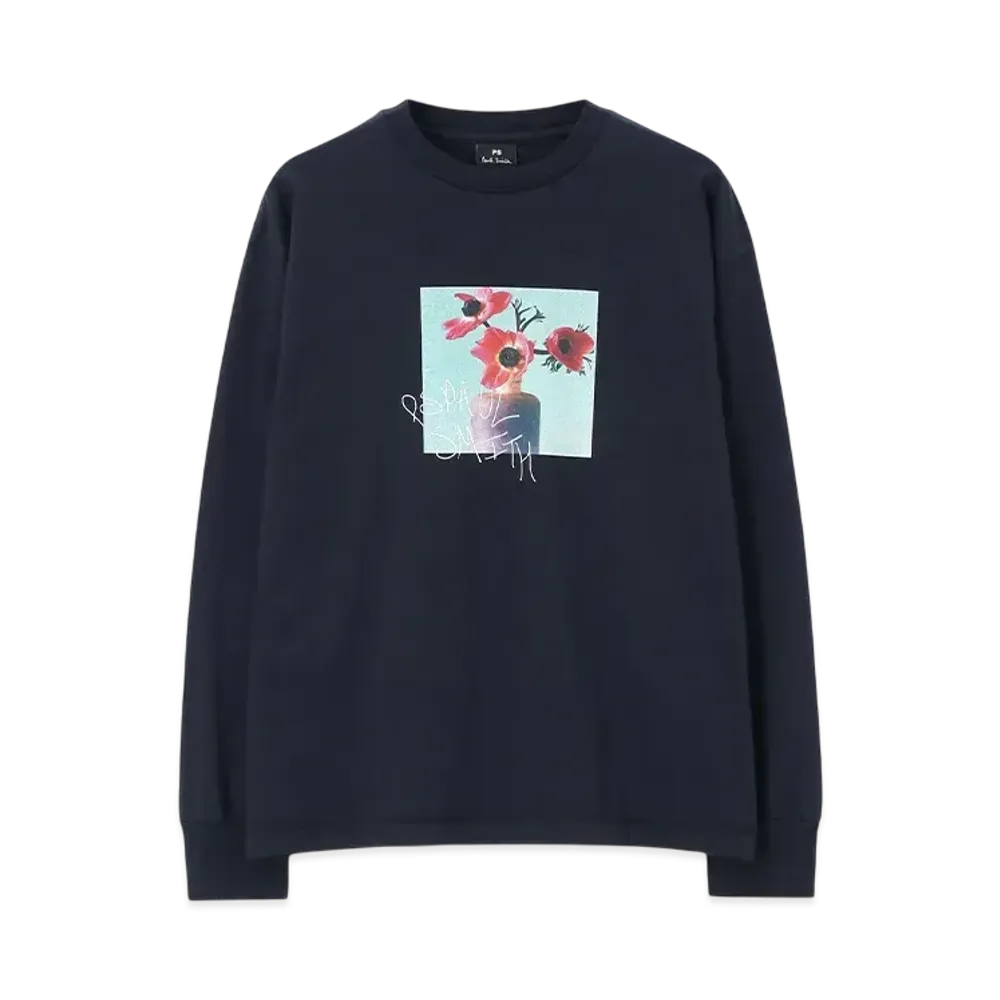 Paul Smith Women's Art Flower Long Sleeve T-Shirt "Navy"