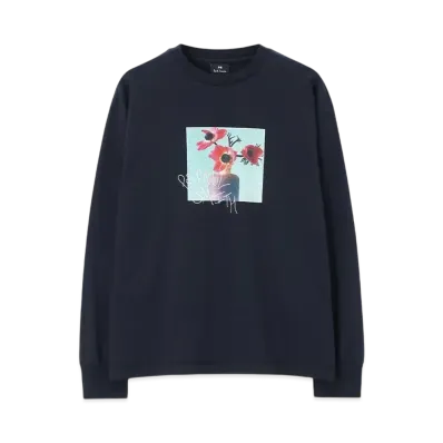 Paul Smith Women's Art Flower Long Sleeve T-Shirt "Navy"