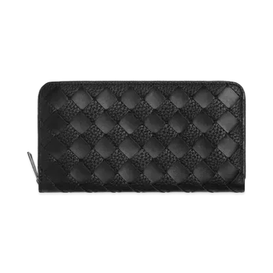 Bottega Veneta Intrecciato Zip Around Wallet "Black"