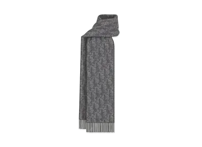 Dior Oblique Double-Sided Scarf Cashmere and Wool "Gray/Black"