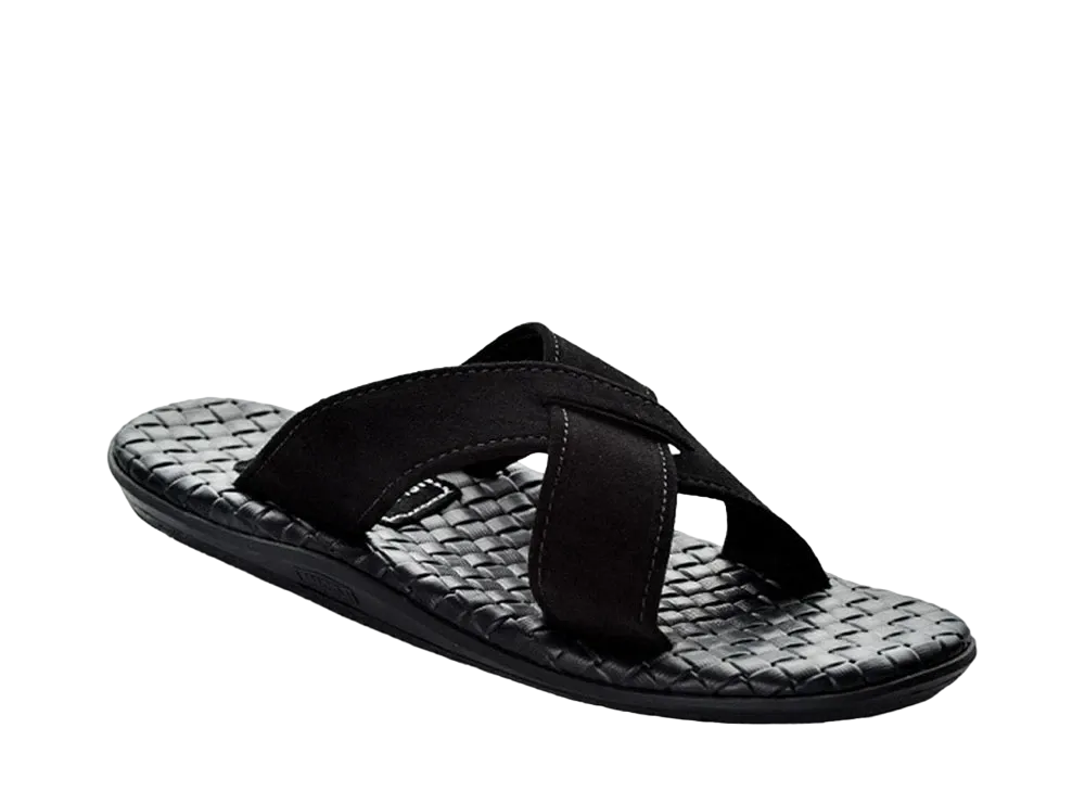 ISLAND SLIPPER Women's Italian Weave + Suede Slide "Black/Black" 19PB223SAS