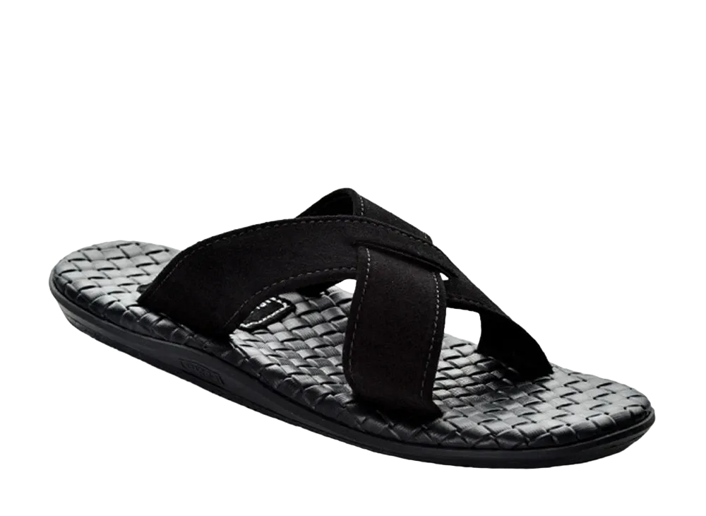 ISLAND SLIPPER Italian Weave + Suede Slide "Black/Black" 19PB223SAS