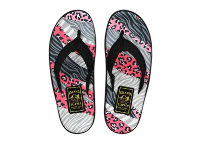 ISLAND SLIPPER Animal Print + Suede "SPF Pink Animal Stripes/Black" 19PBLF203