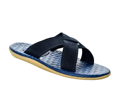 ISLAND SLIPPER Sassari Leather Slide "Royal Blue/Navy" 19PT223SAS