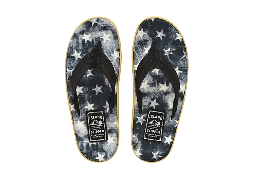 ISLAND SLIPPER Women's Fabric Insole Suede Strap "Black Star" 19PTLF203