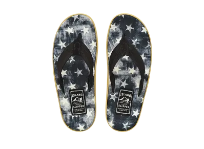 ISLAND SLIPPER Women's Fabric Insole Suede Strap "Black Star" 19PTLF203