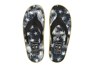 ISLAND SLIPPER Fabric Insole Suede Strap "Black Star" 19PTLF203