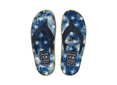 ISLAND SLIPPER Women's Fabric Insole Suede Strap "Navy Star" 19PTLF203