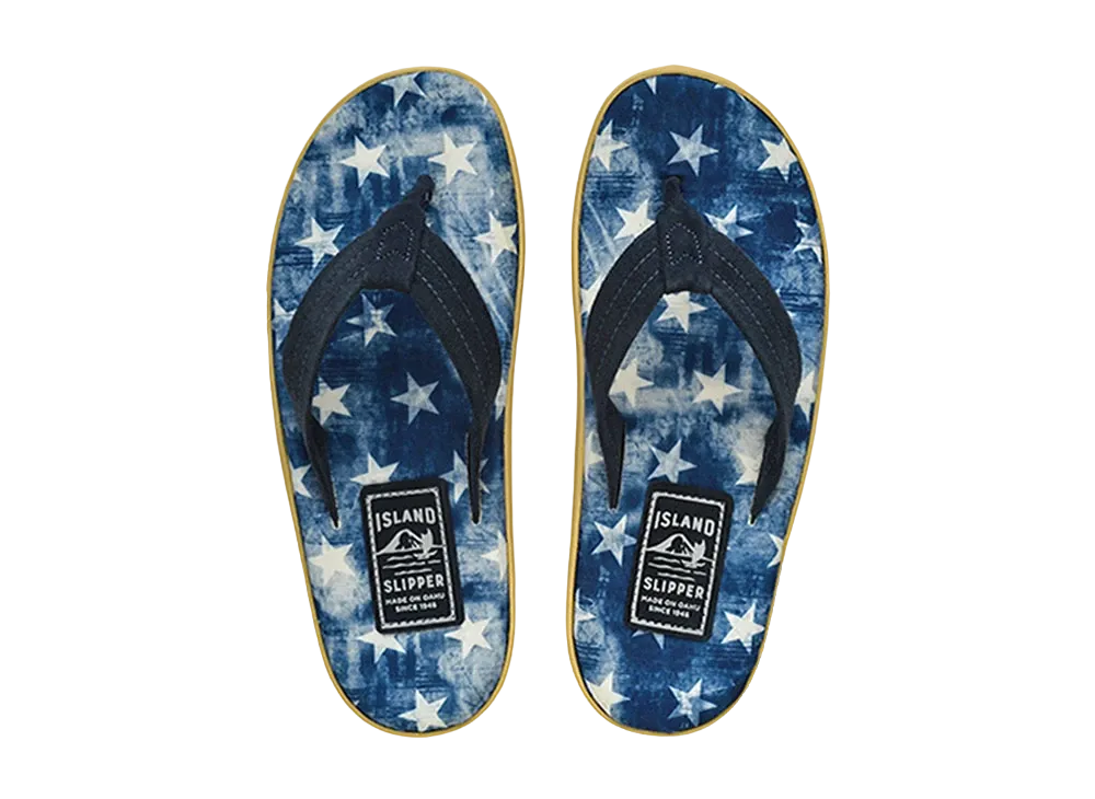 ISLAND SLIPPER Fabric Insole Suede Strap "Navy Star" 19PTLF203