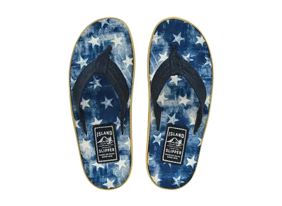 ISLAND SLIPPER Fabric Insole Suede Strap "Navy Star" 19PTLF203