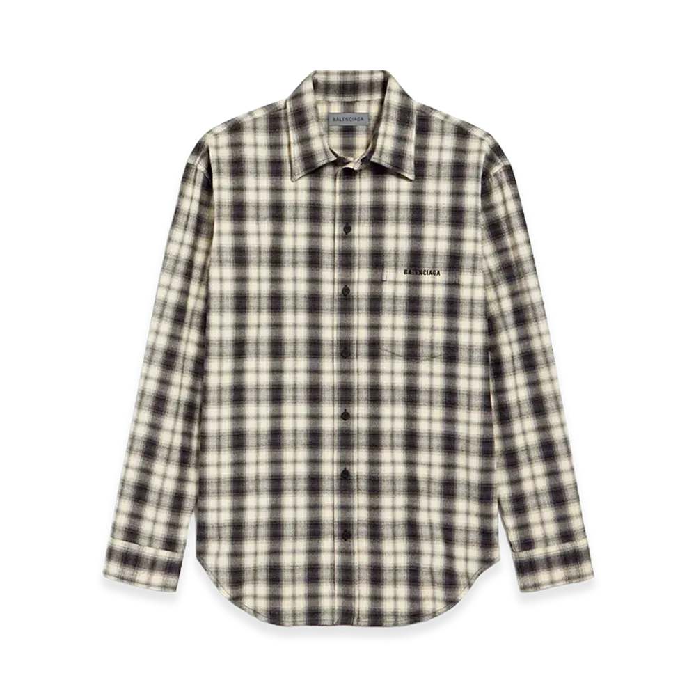 BALENCIAGA Regular Fit Shirt In Check Cotton Flannel "White/Black"