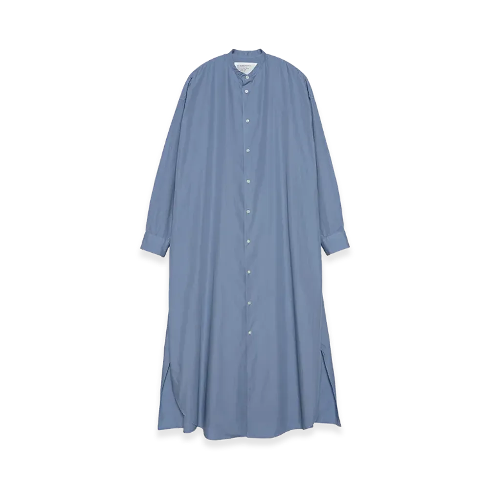 Graphpaper minus Botanical Dyed Broad Oversized Band Collar Dress "Blue"
