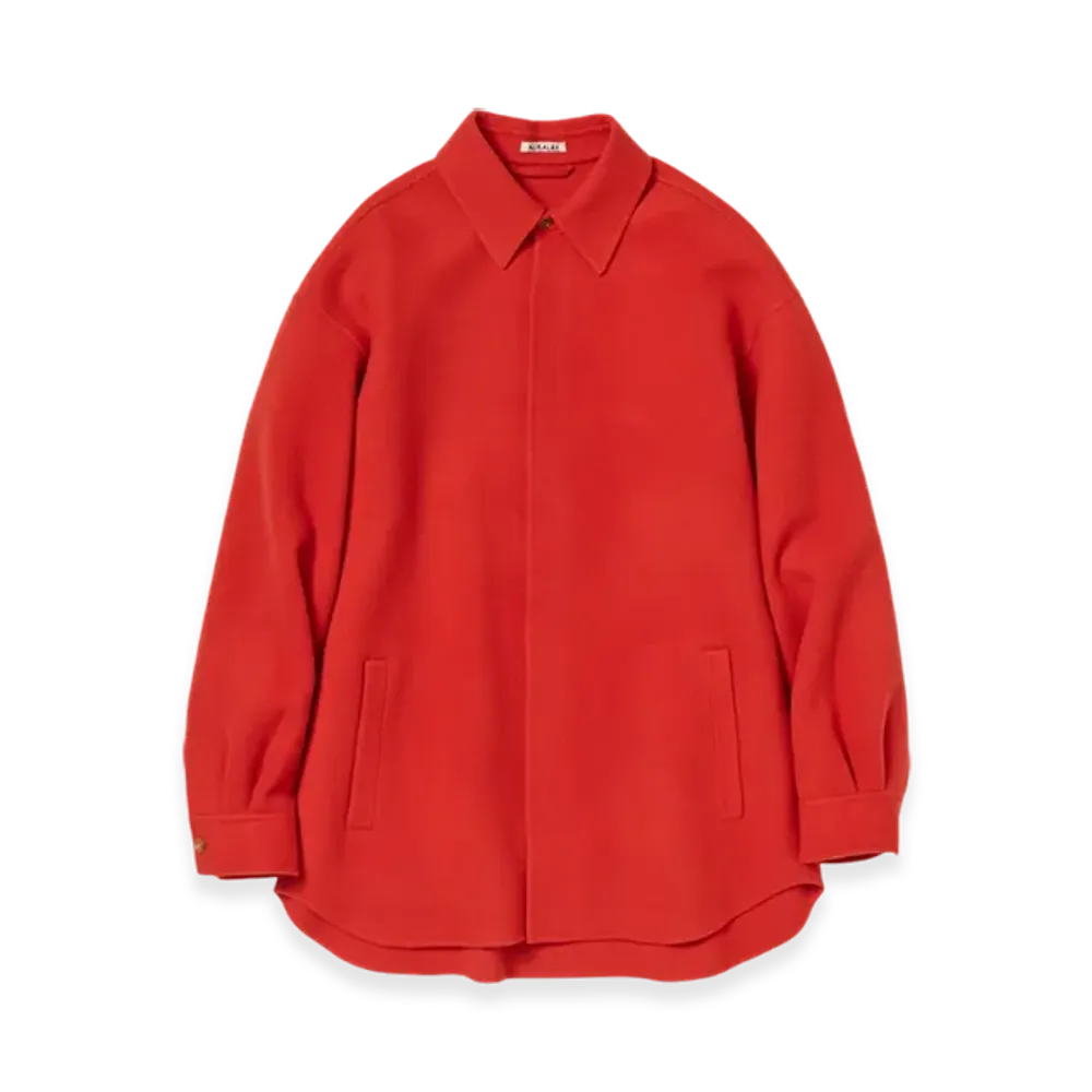 AURALEE Double Cloth Pile Mosser Hand Sewn Shirts Blouson "Red Orange"