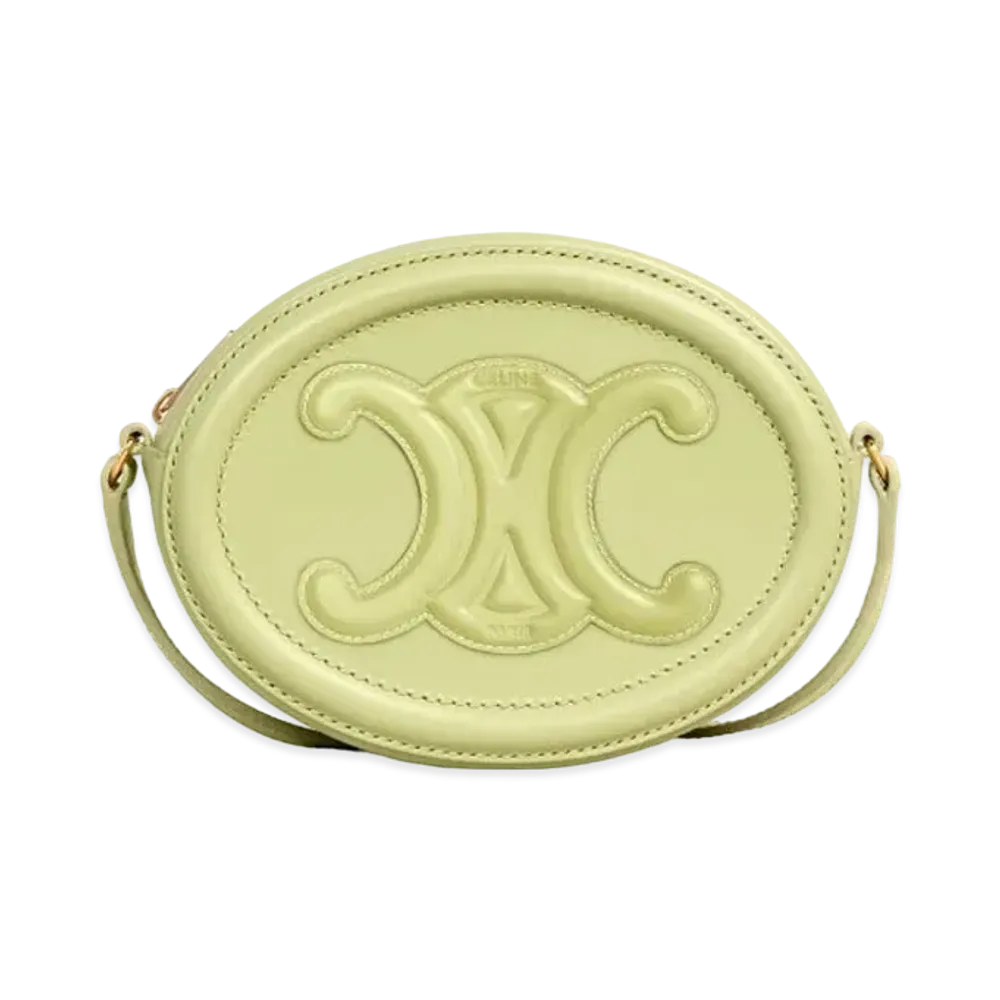 CELINE Crossbody Oval Purse Cuir Triomphe In Smooth Calfskin "Light Jade"