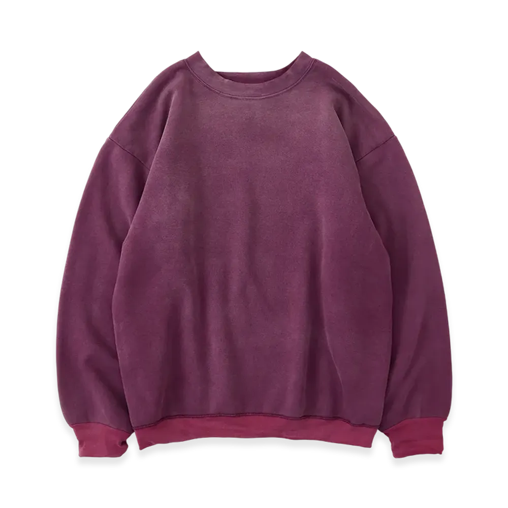NICENESS Navarro Distressed Double-Front Crewneck Sweatshirt "Burgundy"