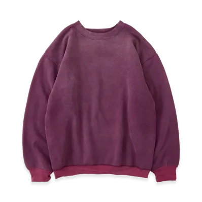 NICENESS Navarro Distressed Double-Front Crewneck Sweatshirt "Burgundy"