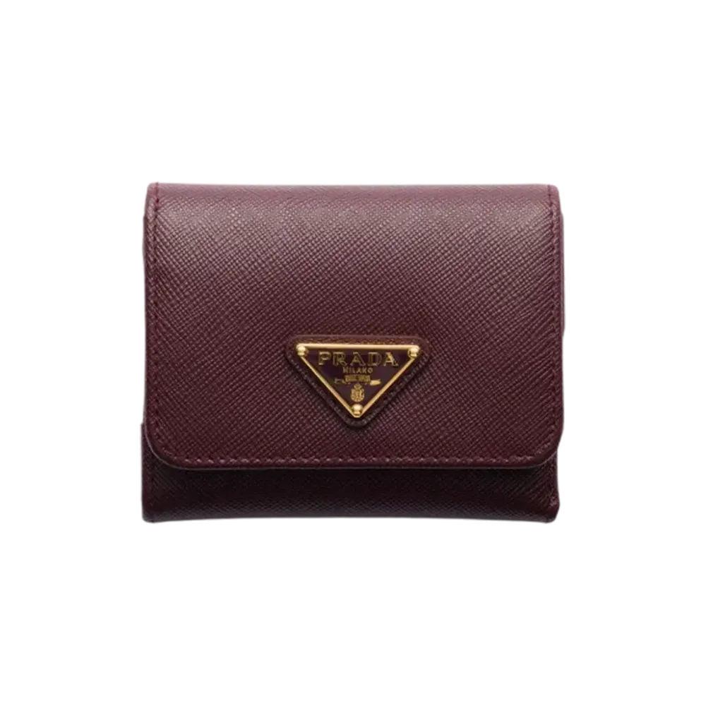 PRADA Saffiano Triangle Wallet "Bordeaux"