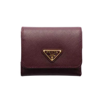 PRADA Saffiano Triangle Wallet "Bordeaux"