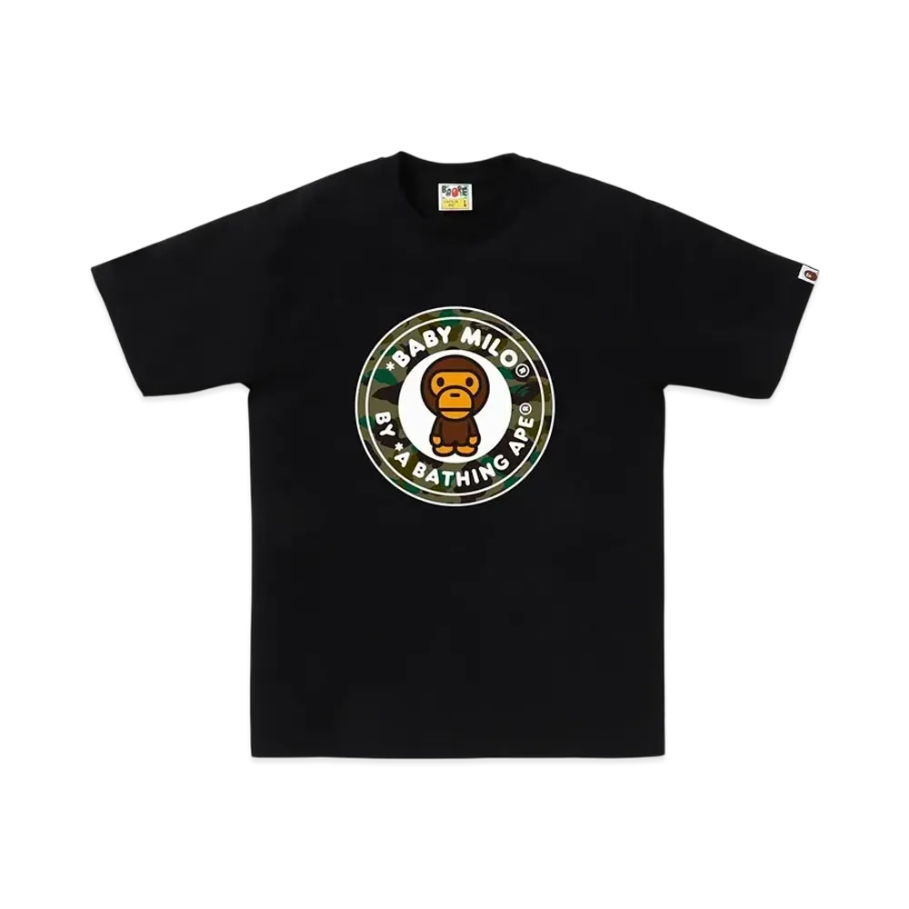 A BATHING APE 1St Camo Milo Busy Works Tee "Black/Green"