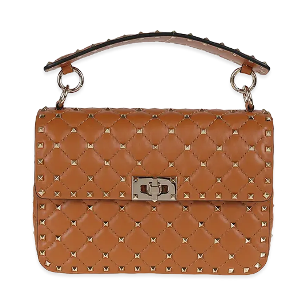 Valentino Women's Medium Shoulder Bag Spike Rockstud "Nutmeg"