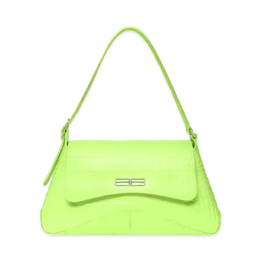 BALENCIAGA XX Medium Flap Bag Crocodile Embossed "Yellow"