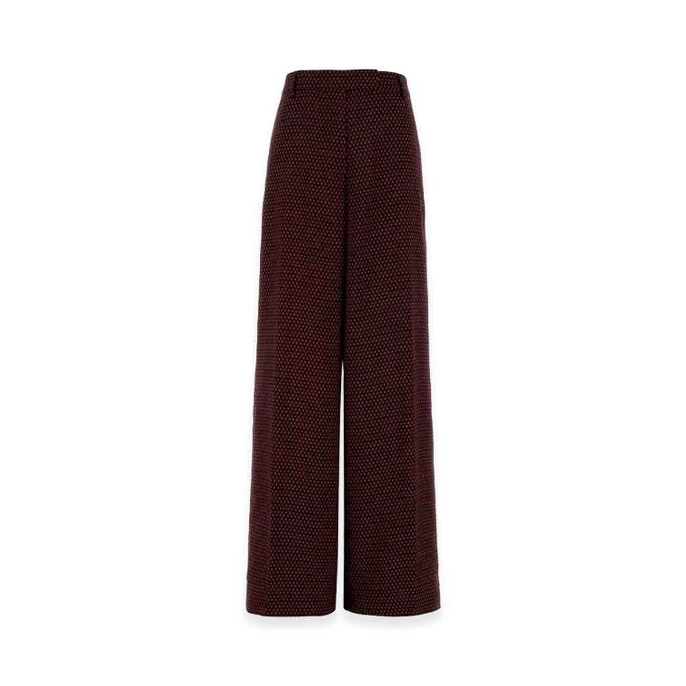 DRIES VAN NOTEN Women's Embroidered Satin Penn Wide-Leg Pant "Bordeaux"