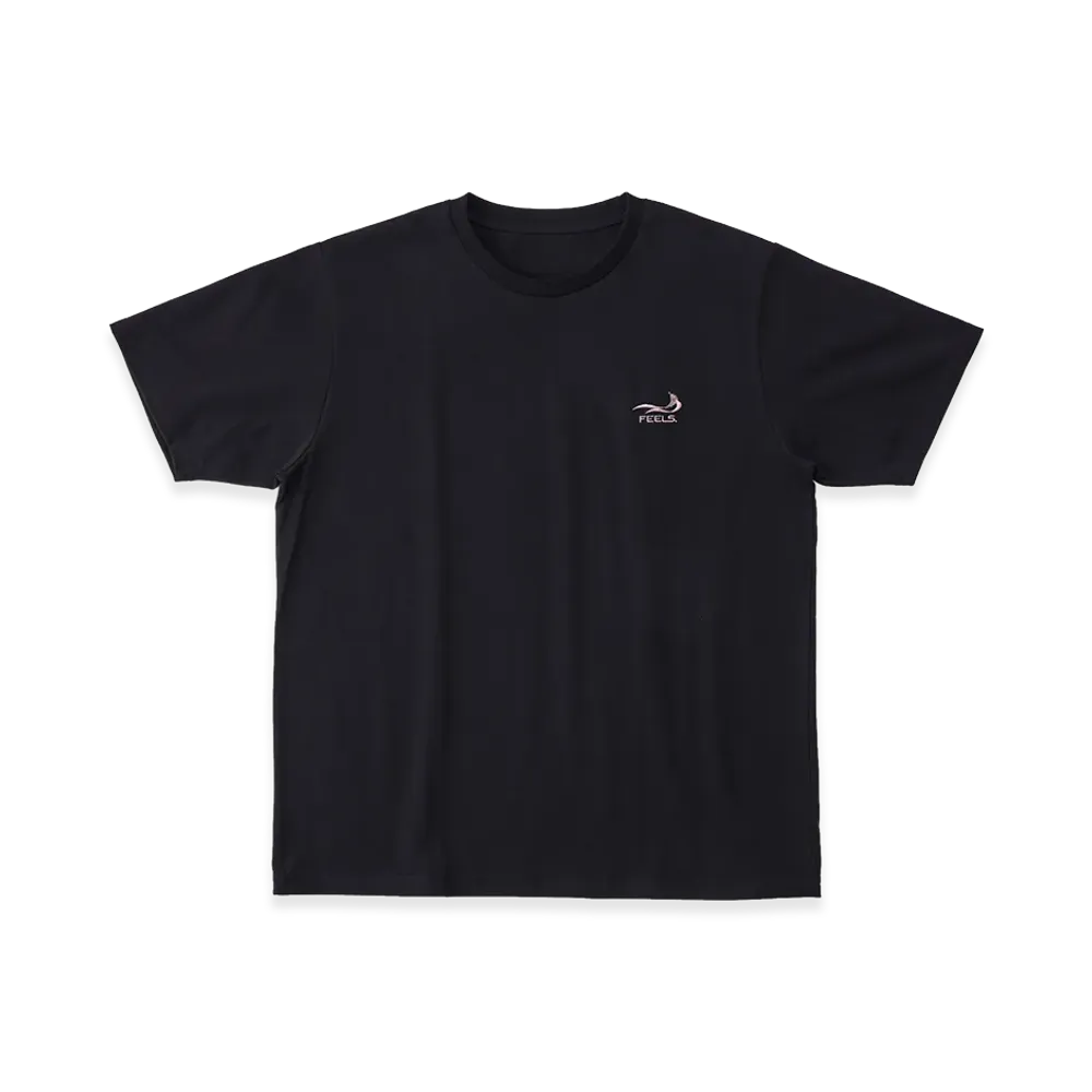 FEELS. One Point Logo Stitch T-Shirt "Black/Light Pink"