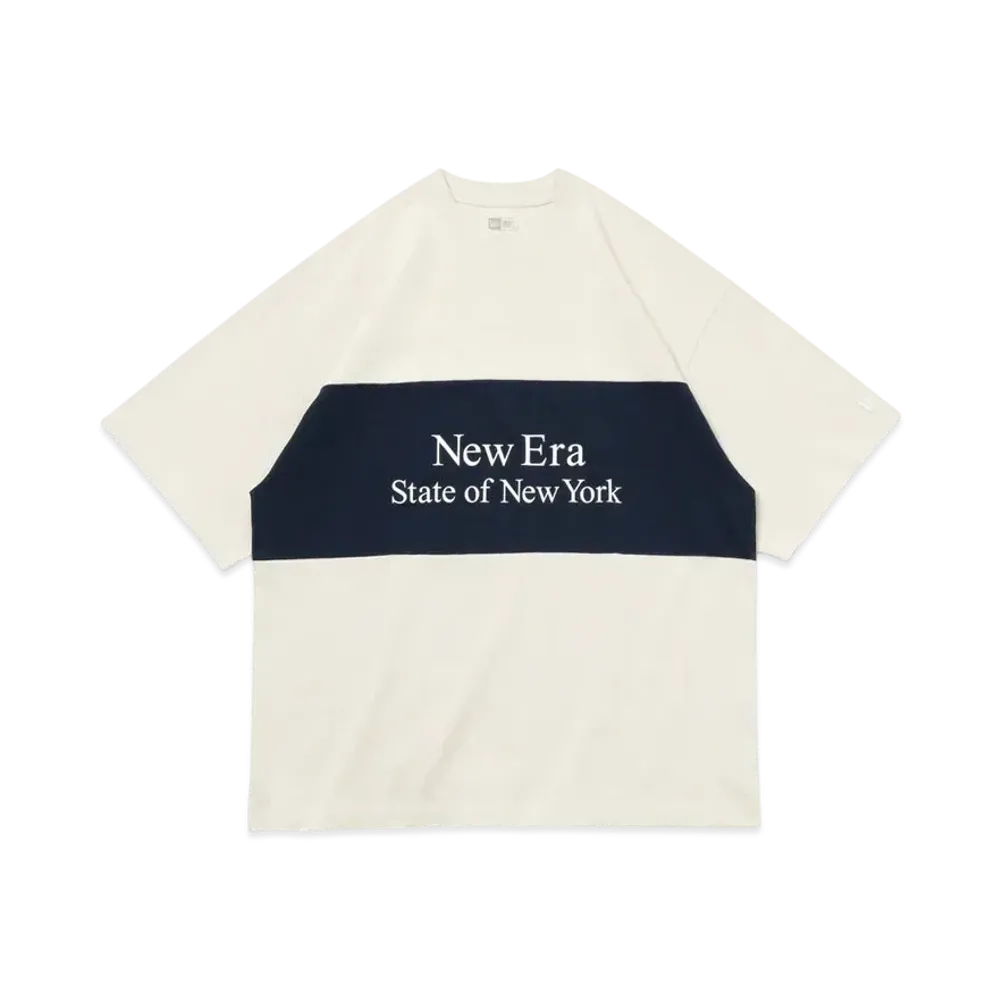 NEW ERA Short Sleeve Oversized T-shirt Panel Tee "Stone/Navy"