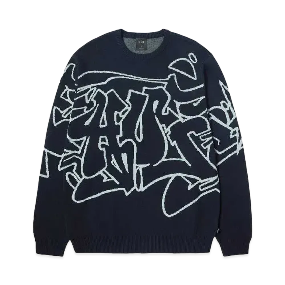 HUF Fall 24 Outlines Crewneck Sweater "Navy"