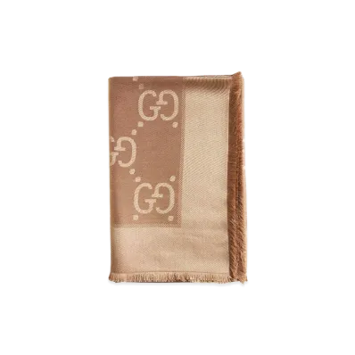 GUCCI Women's GG Jaquard Scarf "Camel"
