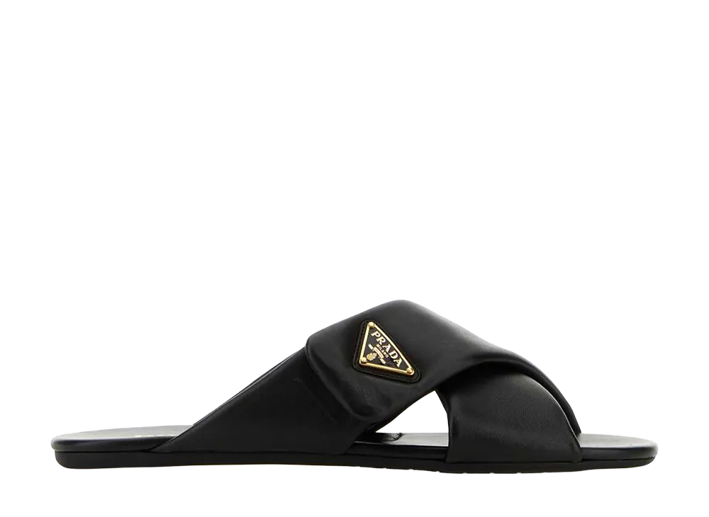 PRADA Women's Leather Sliders "Black"