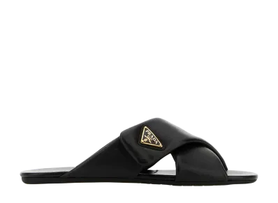 PRADA Women's Leather Sliders "Black"