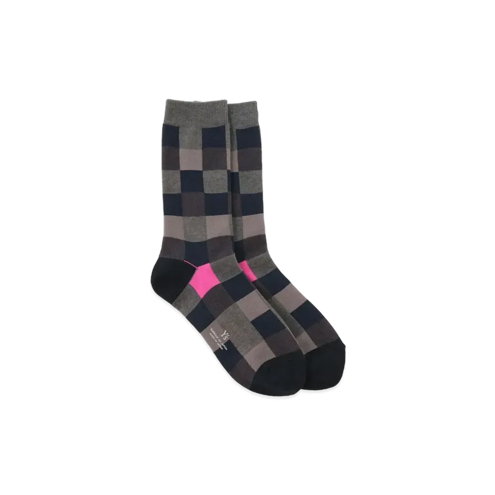 Yohji Yamamoto Y's BLOCK PLAIN STITCH DESIGNED BLOCK SOCKS "Black"