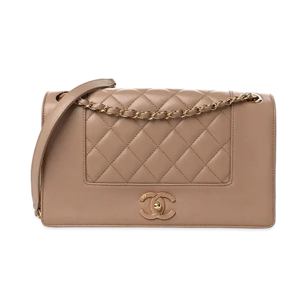 CHANEL Matelasse Mademoiselle Flap Chain Bag Lambskin "Beige/Gold"
