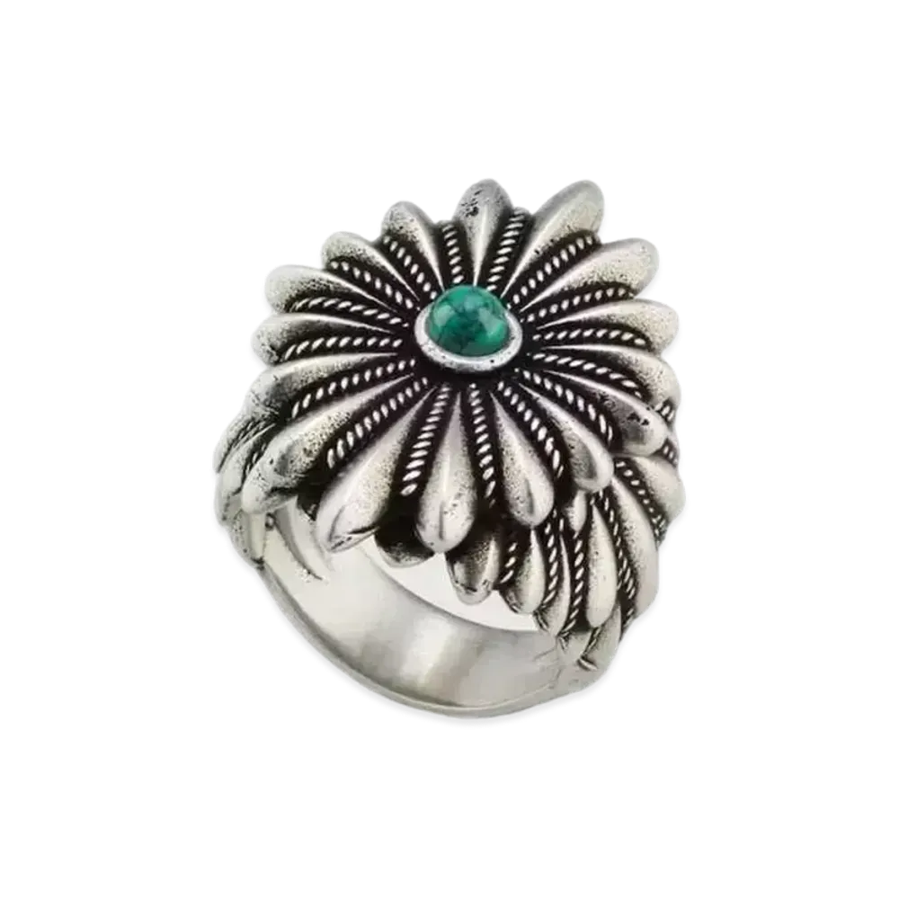 GUCCI Interlocking G Ingraved Flower Ring "Silver"