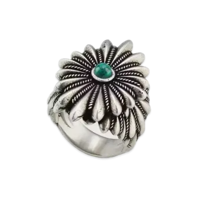 GUCCI Interlocking G Ingraved Flower Ring "Silver"
