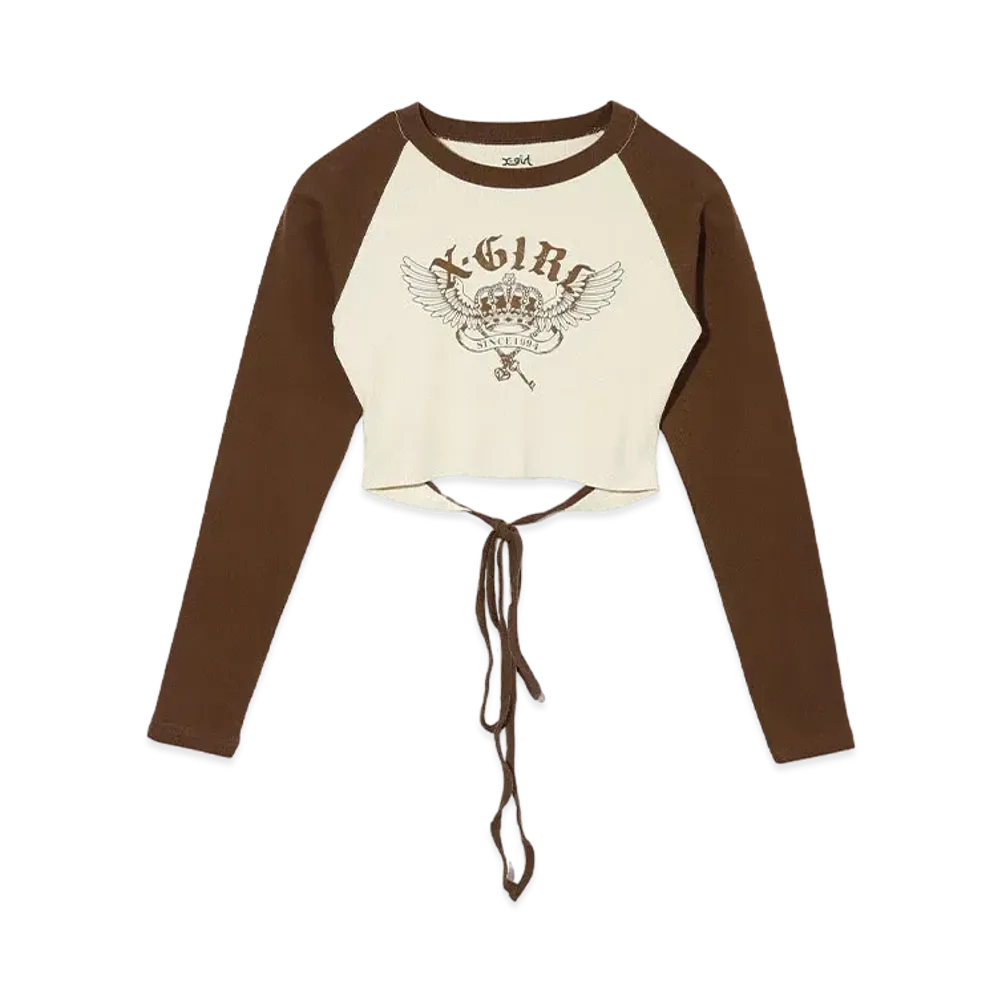 X-Girl Crown And Wings Raglan L/S Baby Tee "Off White"