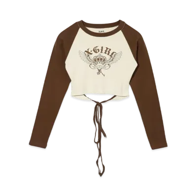 X-Girl Crown And Wings Raglan L/S Baby Tee "Off White"