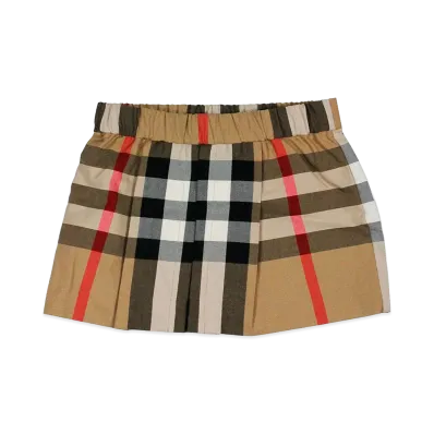 Burberry Kids Anjelica Check Cotton Poplin Skirt "Beige"