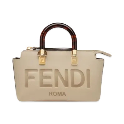 FENDI By The Way Mini Leather Boston Bag "Dub Gray"