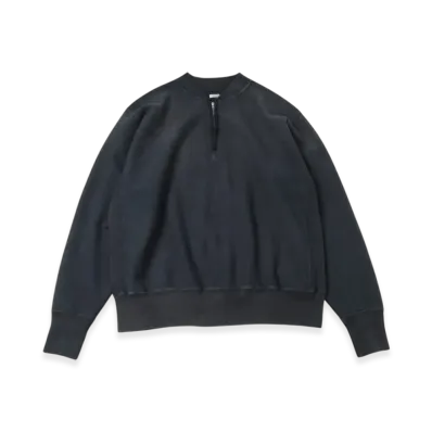 A.PRESSE Vintage Half Zip Rib Collar Sweatshirt "Black"